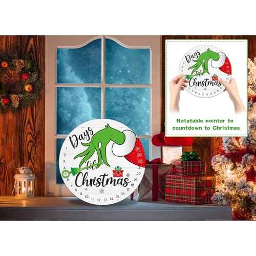 PETCEE Christmas Grinch Advent Calendar 2025 - Christmas Grinch Countdown Calendar Decorations Days Till Christmas Countdown Welcome Hanging Sign Wreath for Front Door Home Wall Indoor Outdoor Decor