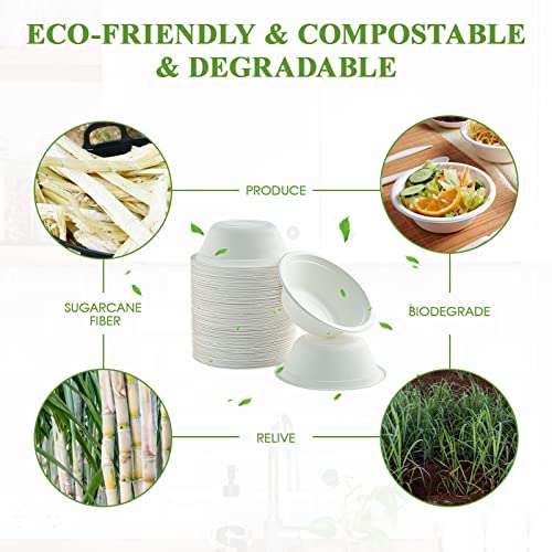 White Compostable 12 oz Bagasse Paper Bowls Bulk - 500 Pack