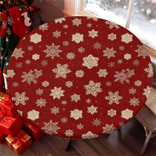 Christmas Snowflake Round Tablecloth 36" Fits 32-36" Tables ARTSGOO