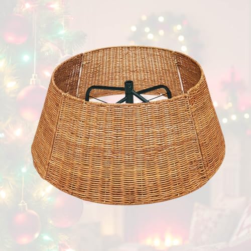 Xavia Handicrafts Woven Rattan Christmas Tree Collar 27 Inch - Rustic Tree Stand Cover