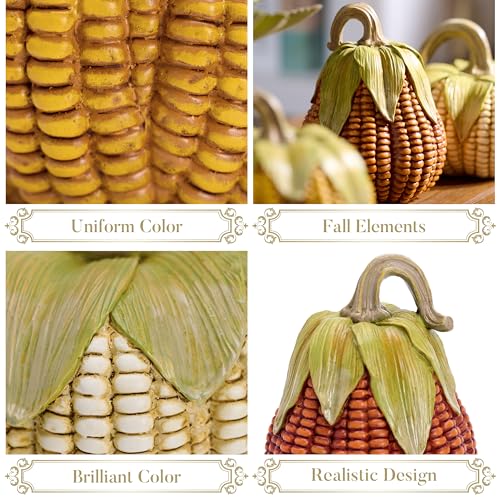 Valery Madelyn Medium Fall Pumpkin Decor Set of 3 - Rustic Resin Corn Pumpkins