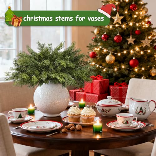 6 Pcs Christmas Pine Branches - 18" Realistic Greenery Stems - Artgar