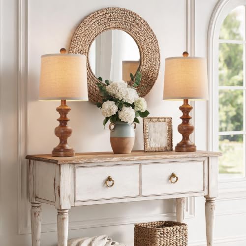 PARTPHONER Farmhouse Table Lamp Set of 2, Rustic Lamps for Living