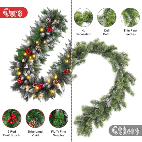 Shearly Green Christmas Garland with Lights 9FT Indoor Outdoor Decor