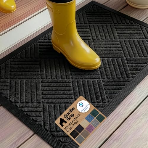 WeatherMax Door Mat - Indoor Outdoor Use, 35x23 Black Diamond - Heavy Duty, Weatherproof, Dirt & Moisture Capture