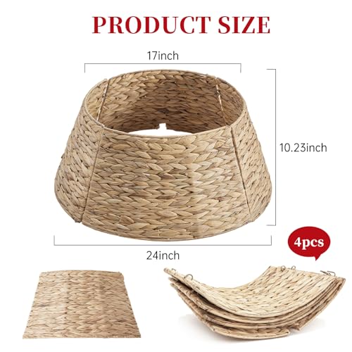DUMOS 24.5in Christmas Tree Collar for 4–7ft Trees - Light Natural 24.5in