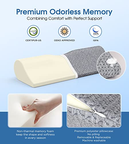 Grey Cervical Neck Pillow for Pain Relief Memory Foam Support - Travel & Office