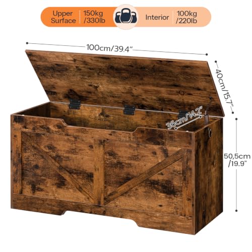 Storage Chest with U-Shaped Pull - Rustic Brown, 39.4”L x 15.7”W x 19.5”H - Toy, Shoe or Blanket Organizer