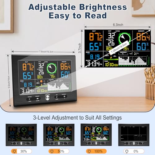 Wireless Indoor Outdoor Weather Station with Rain Gauge & Temperature Display