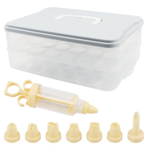 Deviled Egg Containers with Lid & Handle, (Set of 2),Plastic Deviled Egg Carrier for 48 Eggs, Clear Stackable Storage Tray for Eggs, Cookies - Portable Platter for Picnic, Party