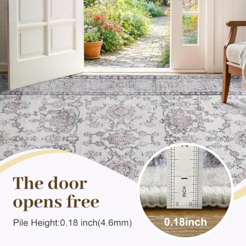 5x7 Washable Non-Slip Area Rug for Living Room - Vintage Style, Durable, Easy Care