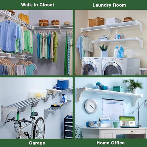 Expandable Closet Shelf with Hanging Rod - White, 28-48 inch Adjustable Storage Solution