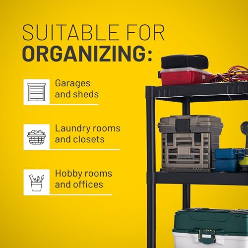 Plano 4-Shelf Plastic Storage Shelves 200lb Capacity - Easy Assembly