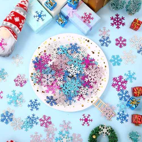 Pasimy 200 Pcs Glitter Snowflakes Confetti Frozen Birthday Table Decorations Iridescent Snowflakes Paper Confetti Holiday Table Sprinkle for Birthday Wedding Baby Shower Winter Wonderland Party Decor