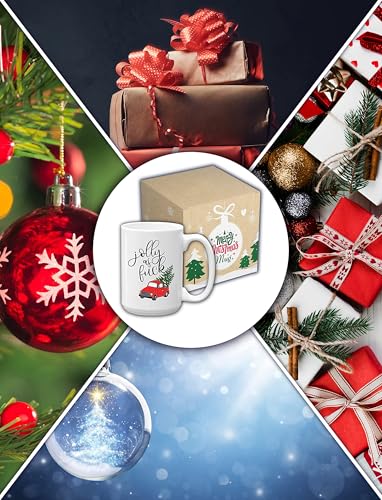 Jolly 15 oz Christmas Coffee Mug in Decorative Gift Box - Blue Ribbon