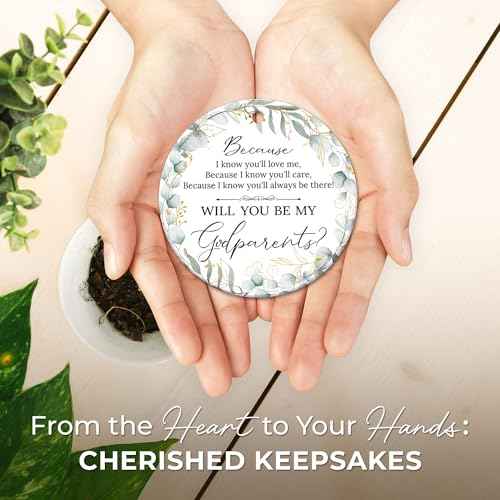 ZAGKOO Godparents Proposal Gift - Will You Be My Godparents Ornament - Godparent Gifts from Godchild - Baptism Gifts for Godparent, Catholic Present Ideas - Ceramic Christmas Ornament Keepsake 2025