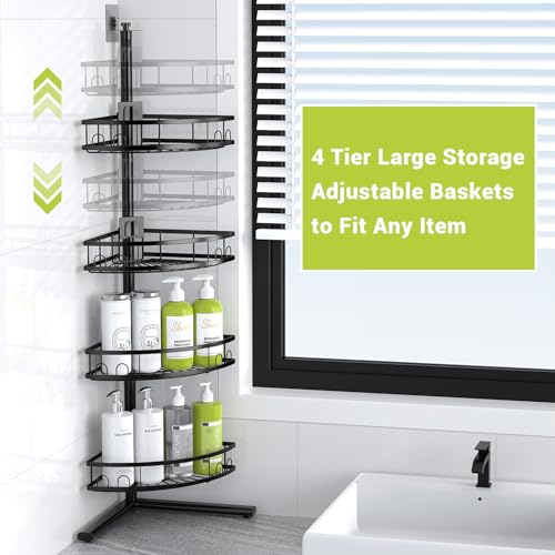 Aitatty Black Standing Shower Caddy Corner Rustproof Bathroom Shelf