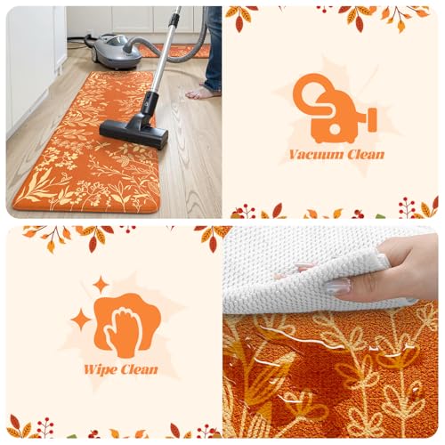 Fall-Inspired Anti-Fatigue Kitchen Mat with Cushioned Support and Non-Slip Backing
