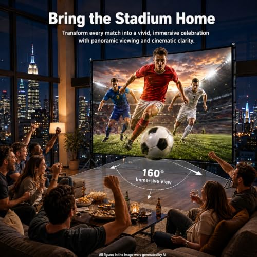 Towond 120 Inch Portable Projector Screen with Stand, 4K HD Indoor Outdoor Movie Display