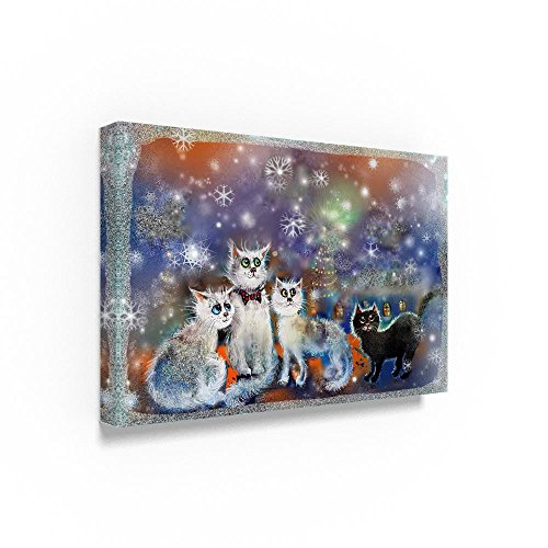 Christmas Cats Canvas Wall Art 22x32-Inch by RUNA - Gallery-Wrapped Decor
