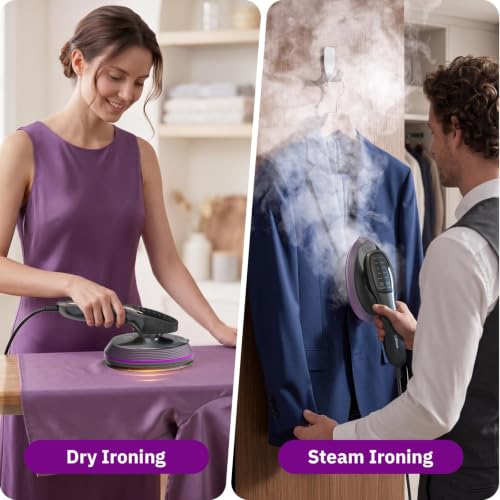 OGHom 2-in-1 Iron & Steamer for Clothes - Rose Pink Handheld Garment Wrinkle Remover