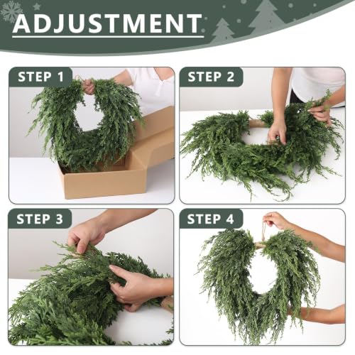 Heart-Shaped Artificial Cedar Wreath for Christmas Front Door Decor - 22 Inch