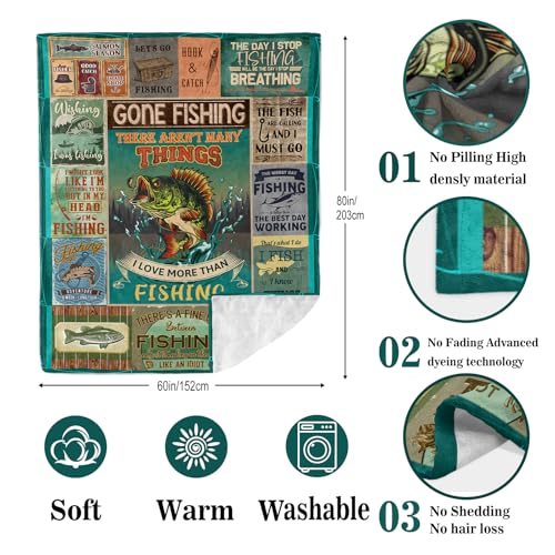 Ryubein Fishing Blanket 60x80 in - Green | Cozy 100% Polyester Outdoor Vacation Throw