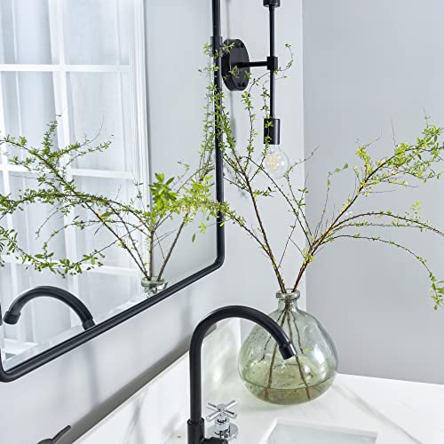 TEHOME Matte Black 24" x 23" Rectangular Tilt Bathroom Mirror with Beveled Edge