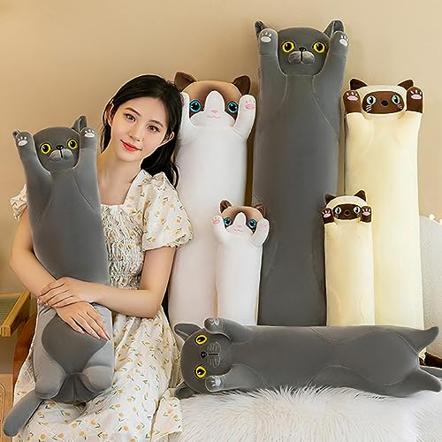 Long Cat Plush Pillow - Soft Cat Stuffed Animals Pillow Long Cats Pillow Plush for Kids Adult, for Birthday Christmas Valentine's Day ((Yellow,50cm/19.7in))
