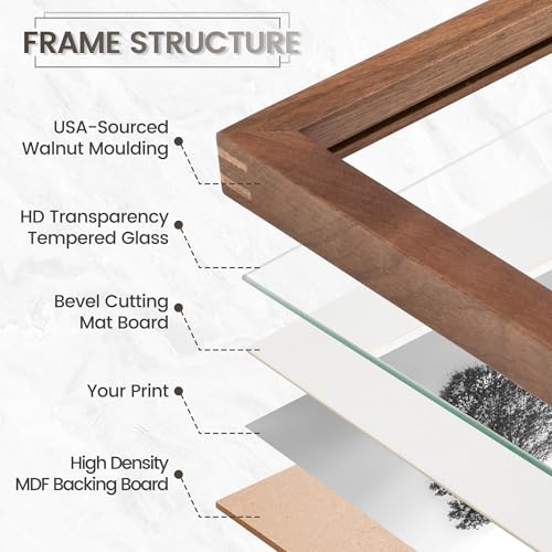 4x6 Walnut Wood Picture Frame - Handcrafted Photo Collage Frame