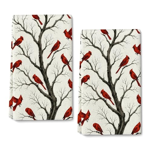 Cardinal Christmas Kitchen Towels, Absorbent 16x24 Dish Hand Towels