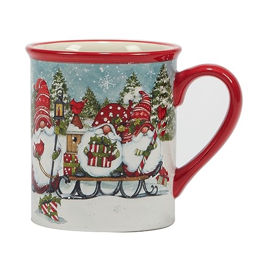 Certified International Christmas Gnomes 16 oz Mugs Set of 4 – 5.25 x 3.75 x 4.25 in