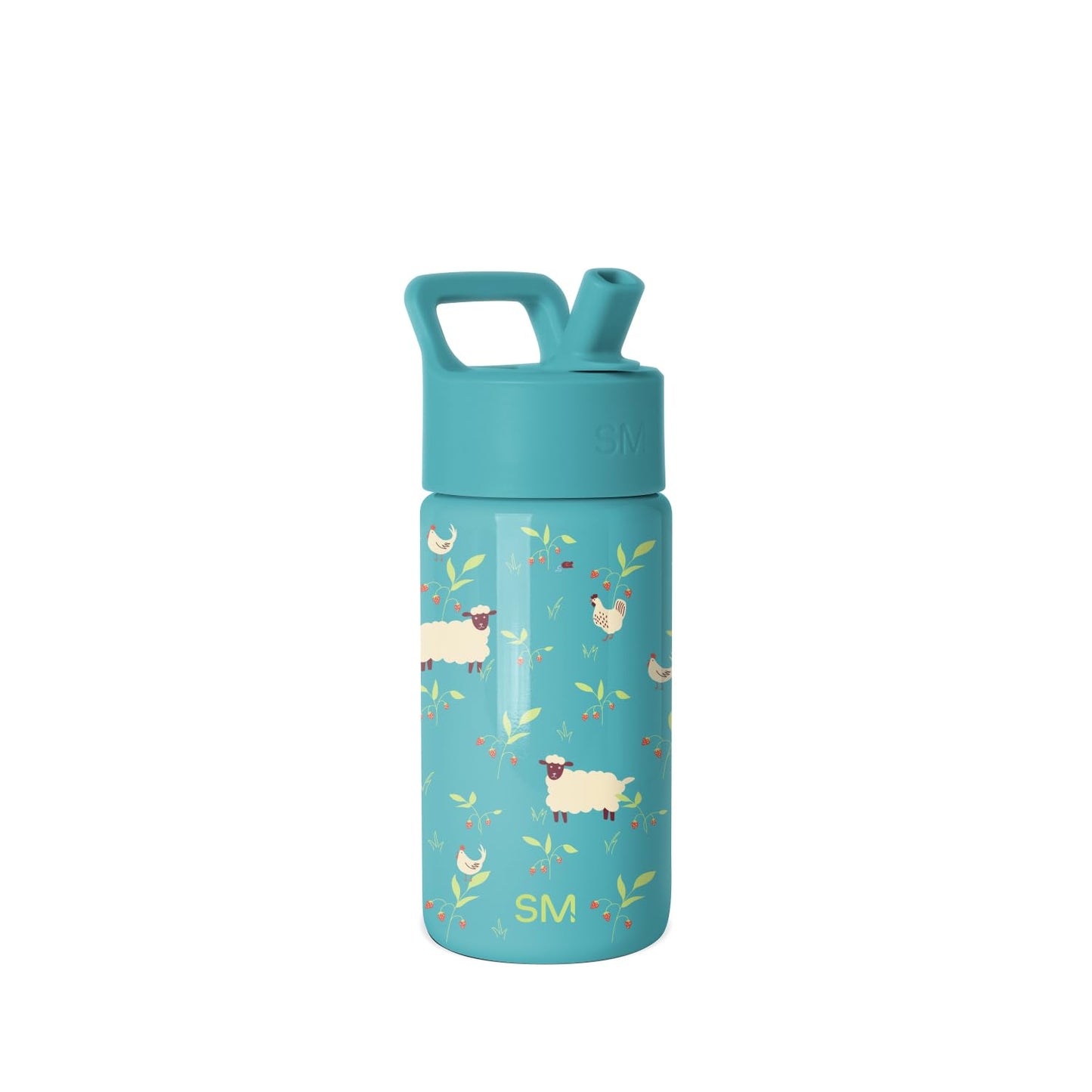 Simple Modern Kids Summit Water Bottle with Straw Lid | 14oz Stainless Steel Cup Insulated Tumbler for Toddlers, Girls, School | Sheeps & Strawberries