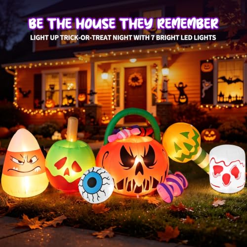 10FT Halloween Inflatable Pumpkin Ghost Yard Decoration with LED Lights