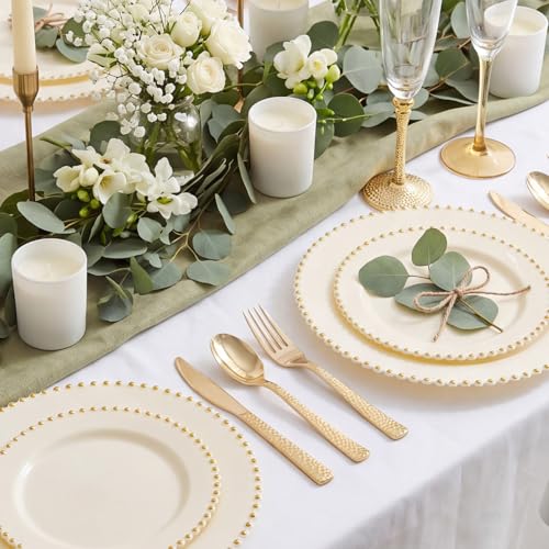 360pcs Gold Plastic Silverware Set for Weddings & Parties - Includes 120 Forks, Spoons & Knives