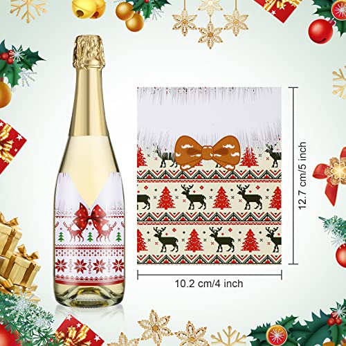 Zonon Christmas Sweater Style Wine Bottle Labels - Set of 54 Holiday Decor Stickers
