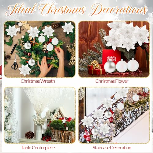 Realspring White Christmas Tree Ornament Set - 72 Pieces Holiday Decorations