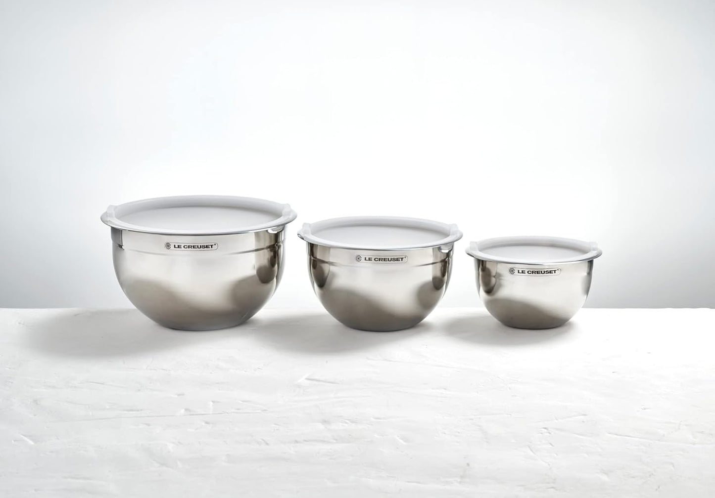 Le Creuset Nested Mixing Bowls Set - 3 Durable Bowls with Nonslip Silicone Base & Airtight Lids