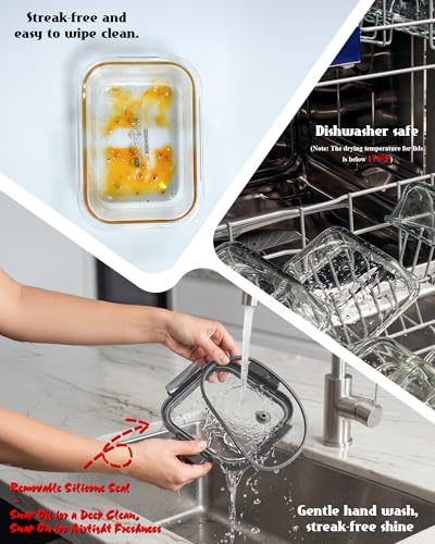 12-Pack Borosilicate Glass Food Storage Containers with Tempered Lids - Multi-Size, Oven & Dishwasher Safe, Airtight - Gray (Variation: Tempered Lids Gray / 12 Mixed Sizes)