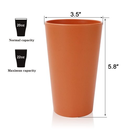 Homienly Reusable Plastic Cups - Wheat Straw Unbreakable Drinking Glasses & Water Glasses | Multi-Color Stackable Plastic Cups, Dishwasher Safe | Glassware & Cup Sets for Kitchen (20 oz 8-Pack)