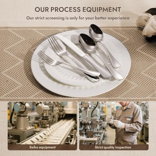 Silver Flatware Set for 12 - 60 Pieces Teardrop Design, 18/10 Stainless Steel - Variation of Silver / 60-Piece