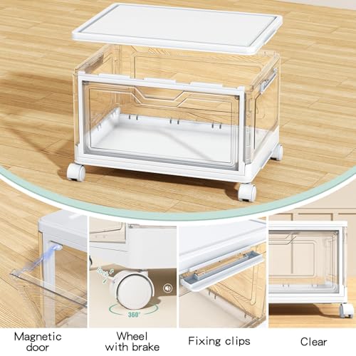 Kmiectse White 23QT 4-Pack Stackable Plastic Storage Bins with Lids