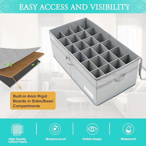 Large Shoe Organizer for Closet - Fits 24 Pairs, Grey Foldable Shoe Storage Bins with Handles, 31"L x 16.5"W x 13"H Variation of THIS listing