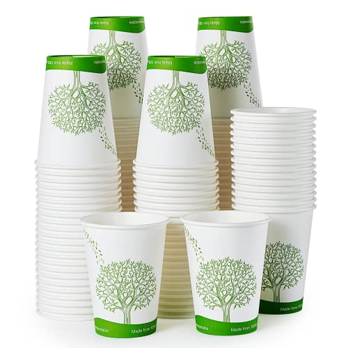 ECOLipak 240 Pack 12oz Compostable Paper Coffee Cups - Biodegradable PLA-lined Disposable Cups