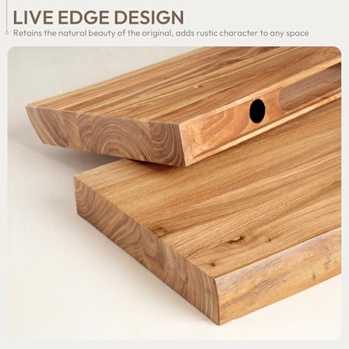 Natural Live Edge 30-inch Wood Floating Shelves Wall Mount 2-Pack