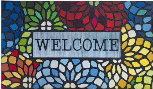 CHICHIC 24x36 Inch Colorful Welcome Door Mat - Heavy Duty Non-Slip Outdoor Rug for Entryway