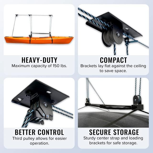 Teal Triangle Ceiling Storage Hoist - Heavy-Duty Garage Pulley Lift System | Holds 150 lbs for 8-10 ft Ceilings