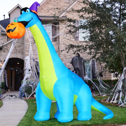 COMIN 10FT Halloween Inflatable Dinosaur Pumpkin Shake Head Decor - Outdoor Yard