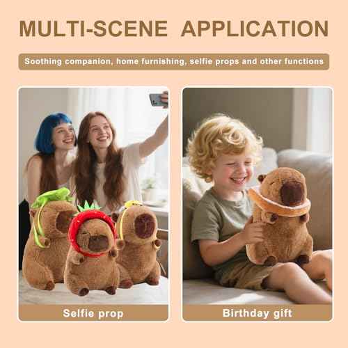 Capybara Plush With Turtle Backpack - Cute Stuffed Animal Kawaii Plush Pillow - Birthday Gift for Kids Boys Girls 12 Inch