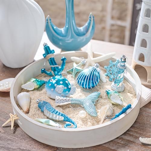 Valery Madelyn 20pcs Christmas Tree Ornaments Set Light Blue Holiday Decor